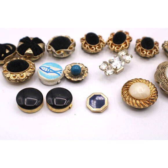 Lot Vtg Button Covers Crafts Sewing Jewelry Lot Faux Pearl Velvet Stones Mixed - Picture 4 of 9